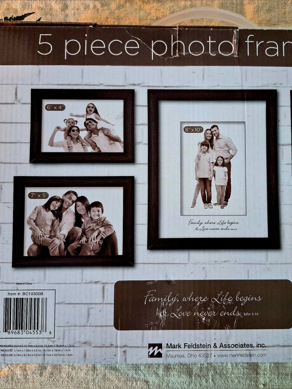 NIB 5-Piece Matte Black Photo Frame Set